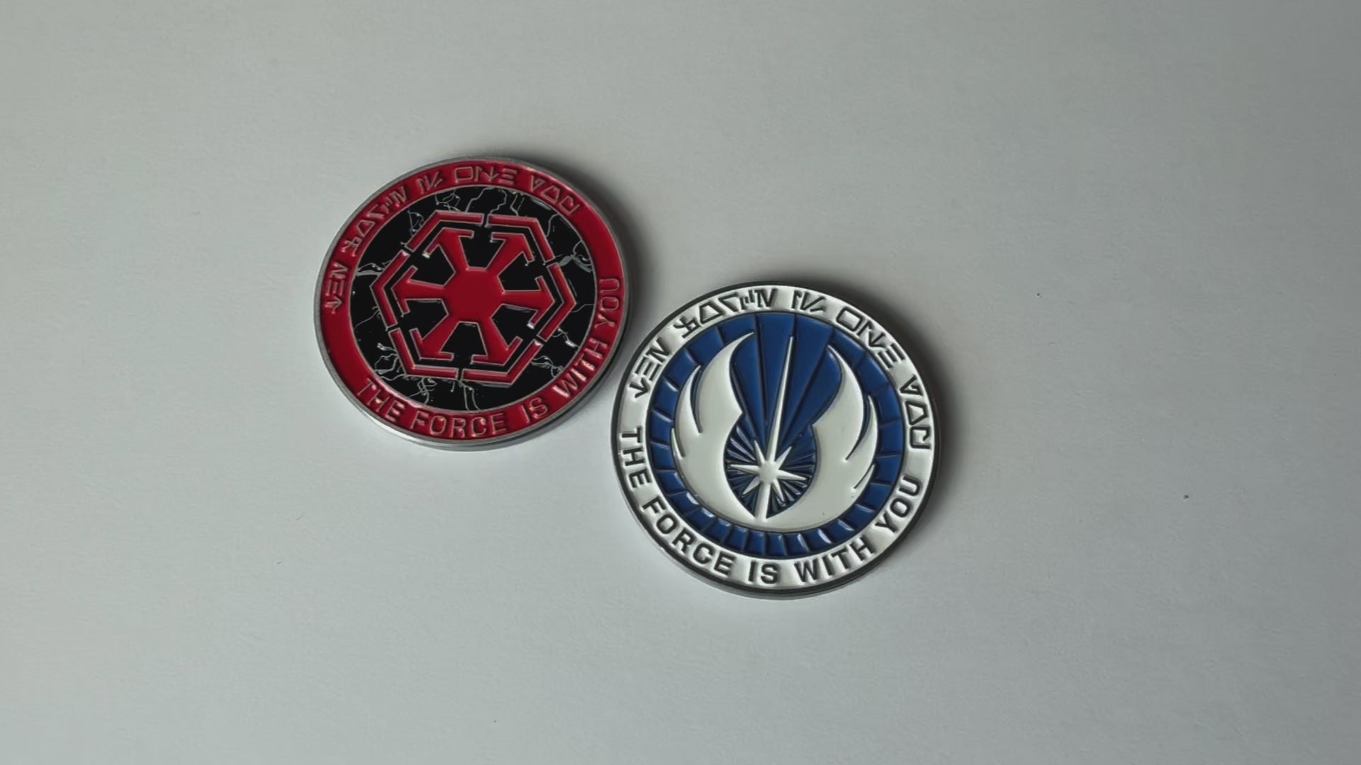 front and back of both tokens